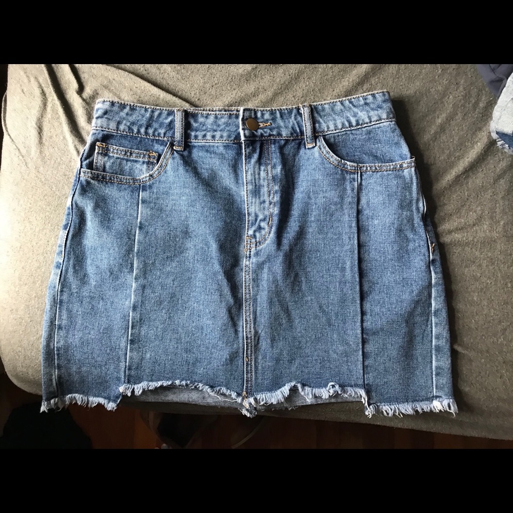 denim mini skirt